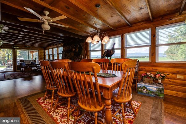Chandelier, Dining room, Interior, Piano, Wooden Beams, Wooden Ceilings, Wood Texture Flooring, Wooden Walls
