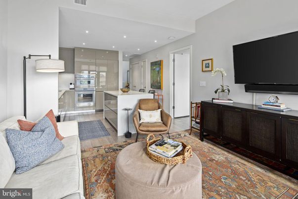 Interior, Living room, Recessed Lighting, Stainless Steel Appliances, Wood Texture Flooring