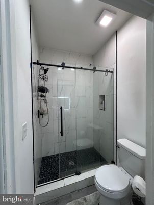Bathroom, Glass Shower, Interior, Marble Walls, Recessed Lighting