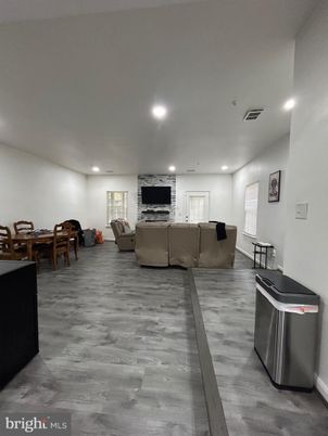 Dining room, Interior, Living room, Recessed Lighting, Wood Texture Flooring