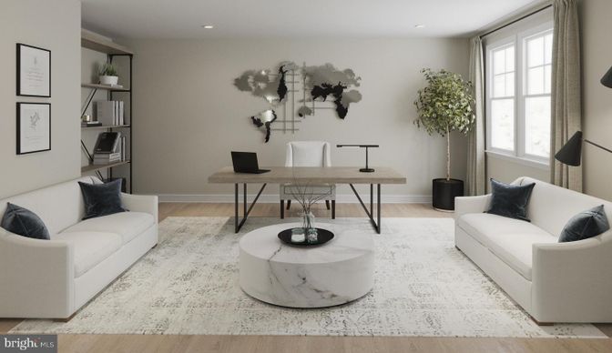 Home Office, Interior, Recessed Lighting, Wood Texture Flooring