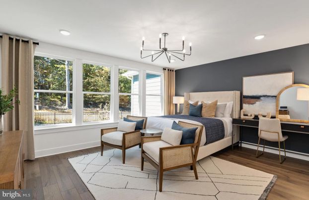Bedroom, Home Office, Interior, Pendant Lights, Recessed Lighting, Wood Texture Flooring