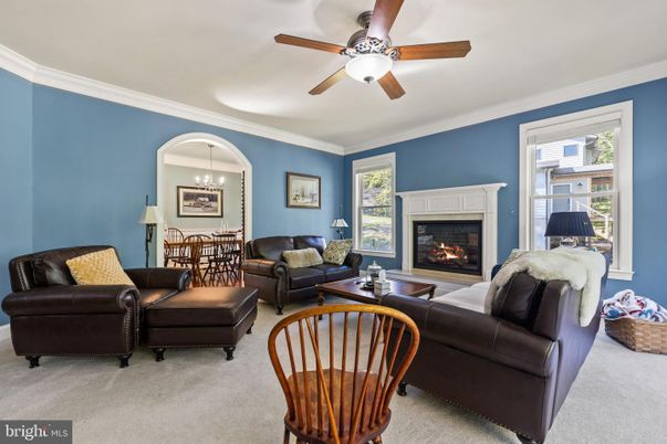 Dining room, Fireplace, Interior, Living room, Pendant Lights