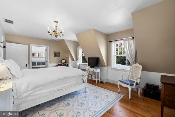 Bedroom, Chandelier, Fireplace, Interior, Wood Texture Flooring