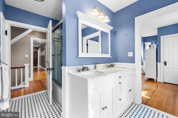 Bathroom, Dual Sink Vanities, Interior, Wood Texture Flooring