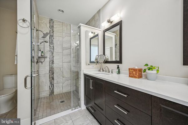 Bathroom, Glass Shower, Interior, Marble Walls, Recessed Lighting