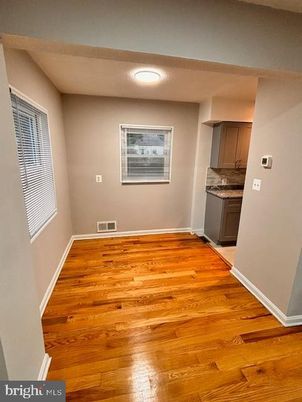 Empty room, Interior, Kitchen, Recessed Lighting, Wood Texture Flooring