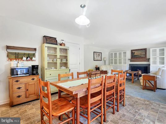 Dining room, Fireplace, Interior, Living room, Pendant Lights