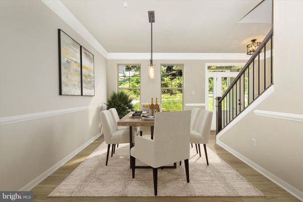 Dining room, Interior, Pendant Lights, Wood Texture Flooring
