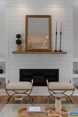 Fireplace, Interior, Recessed Lighting, Wood Texture Flooring