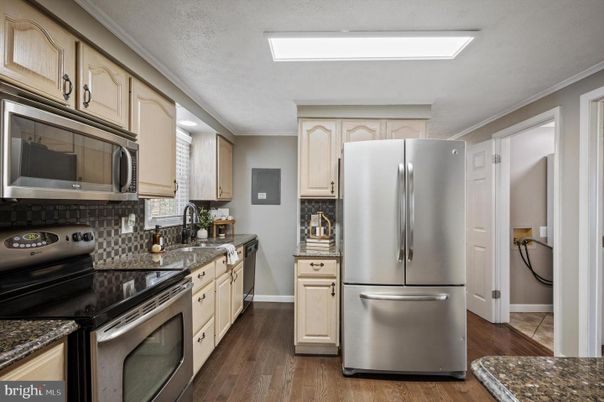 Interior, Kitchen, Stainless Steel Appliances, Wood Texture Flooring