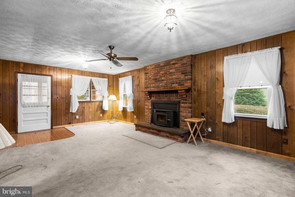 Empty room, Fireplace, Interior, Stone Walls, Wooden Walls