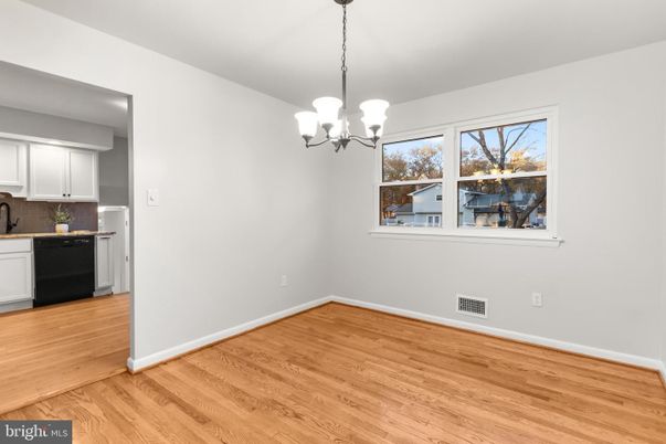 Chandelier, Empty room, Interior, Kitchen, Pendant Lights, Wood Texture Flooring