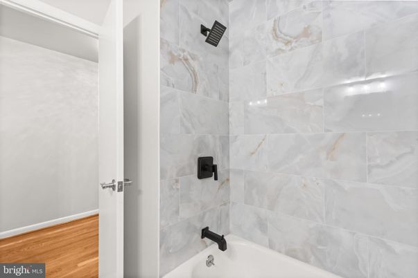 Bathroom, Interior, Marble Walls, Wood Texture Flooring