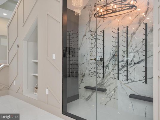 Interior, Marble Walls, Recessed Lighting, Wine Storage