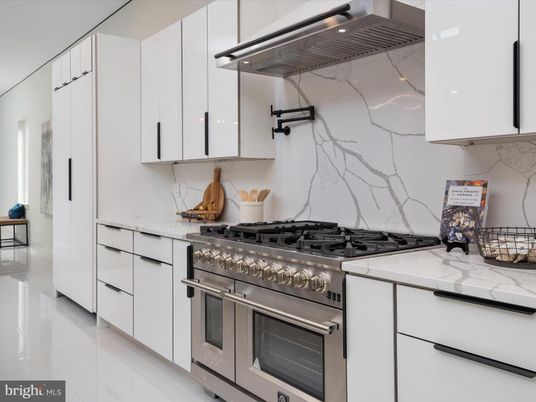 Interior, Kitchen, Marble Walls, Stainless Steel Appliances