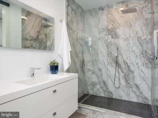 Bathroom, Glass Shower, Interior, Marble Walls