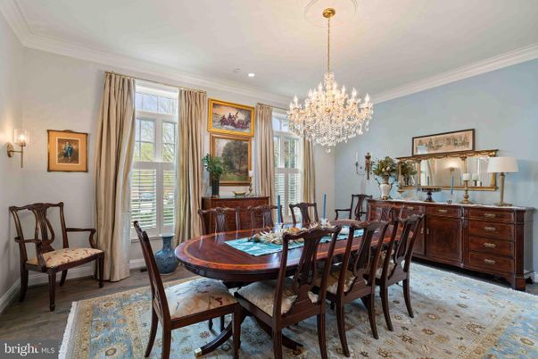 Chandelier, Dining room, Interior, Recessed Lighting, Wood Texture Flooring