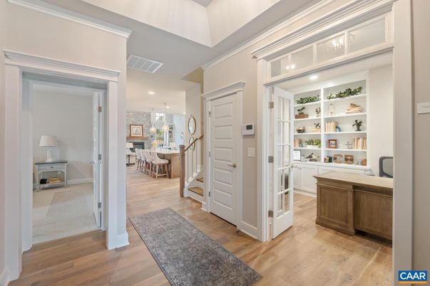 Dining room, Interior, Kitchen, Pendant Lights, Recessed Lighting, Wood Texture Flooring