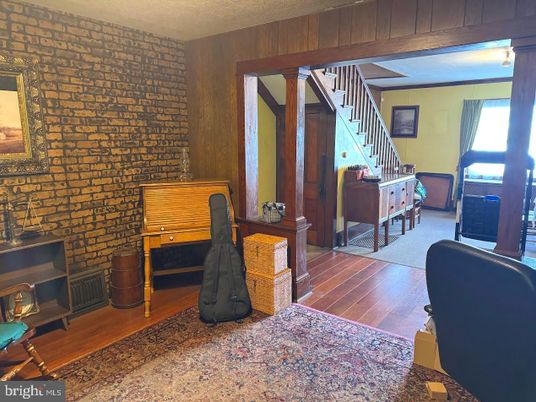 Interior, Stone Walls, Wood Texture Flooring