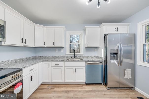 Interior, Kitchen, Stainless Steel Appliances, Wood Texture Flooring