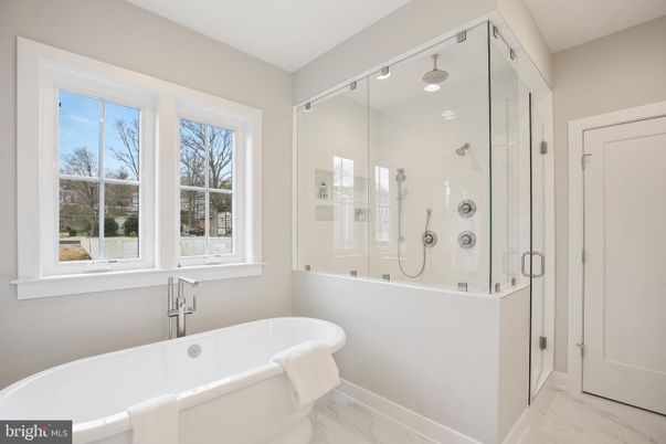 Bathroom, Free Standing Baths, Glass Shower, Interior, Marble