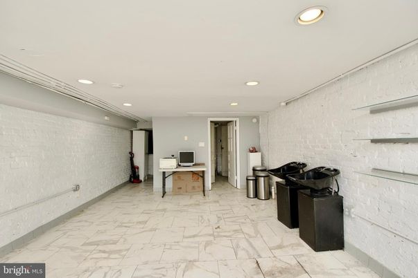 Home Office, Interior, Marble, Recessed Lighting, Stone Walls