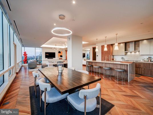 Dining room, Interior, Kitchen, Living room, Pendant Lights, Recessed Lighting, Wood Texture Flooring