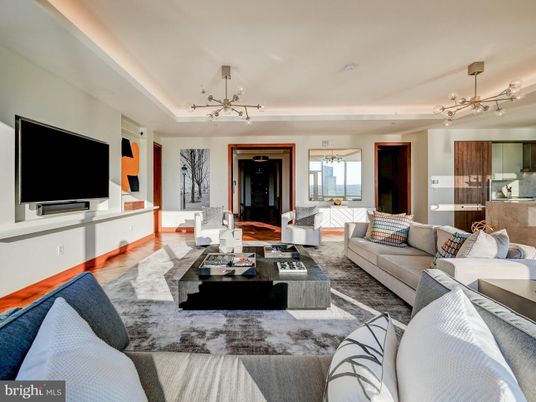 Interior, Living room, Pendant Lights, Wood Texture Flooring
