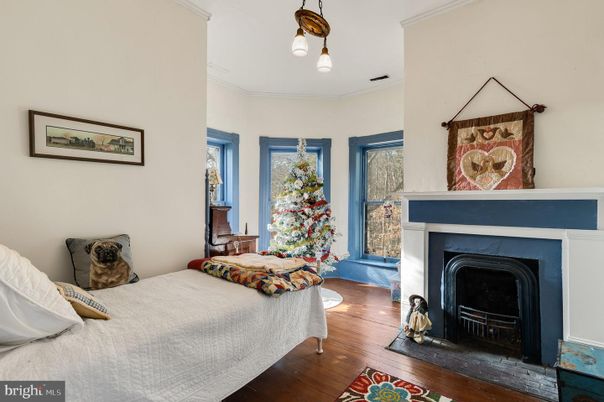 Bedroom, Fireplace, Interior, Wood Texture Flooring