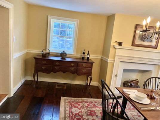 Dining room, Fireplace, Interior, Wood Texture Flooring