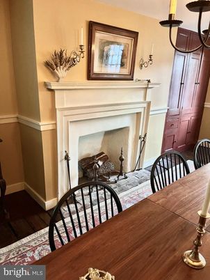 Dining room, Fireplace, Interior, Wood Texture Flooring
