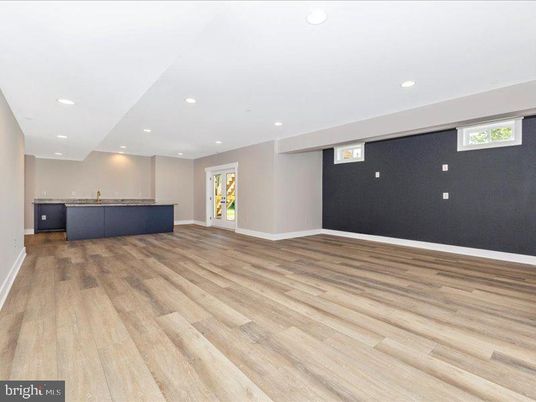 Empty room, Interior, Kitchen, Recessed Lighting, Wood Texture Flooring