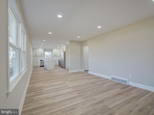 Empty room, Interior, Kitchen, Recessed Lighting, Wood Texture Flooring