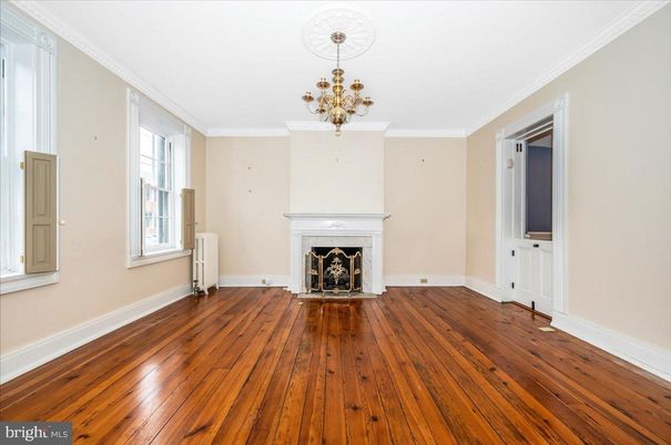 Chandelier, Empty room, Fireplace, Interior, Wood Texture Flooring