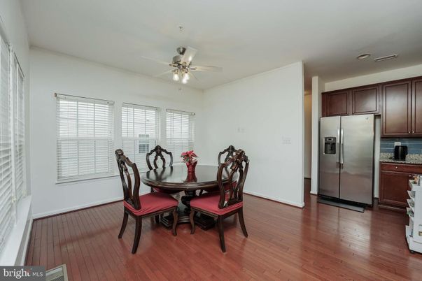 Dining room, Interior, Kitchen, Stainless Steel Appliances, Wood Texture Flooring