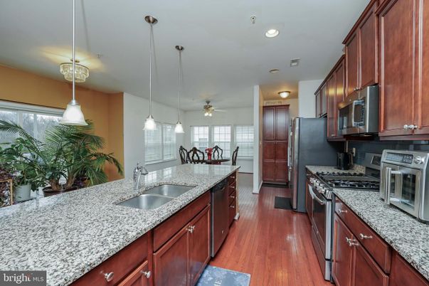 Dining room, Interior, Kitchen, Pendant Lights, Recessed Lighting, Wood Texture Flooring