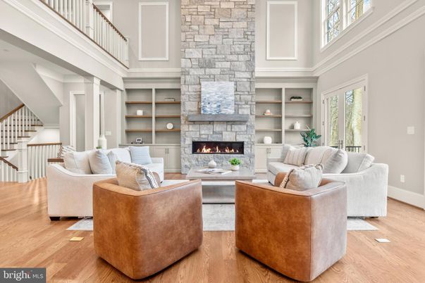 Fireplace, Interior, Living room, Stone Walls, Wood Texture Flooring