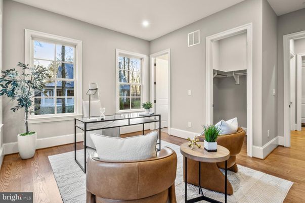 Home Office, Interior, Recessed Lighting, Wood Texture Flooring