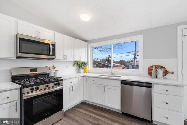 Interior, Kitchen, Stainless Steel Appliances, Wood Texture Flooring