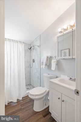 Bathroom, Interior, Marble Walls, Wood Texture Flooring