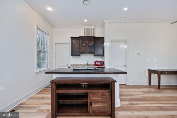 Interior, Kitchen, Recessed Lighting, Wood Texture Flooring