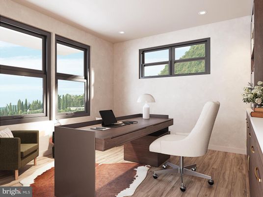 Home Office, Interior, Recessed Lighting, Wood Texture Flooring