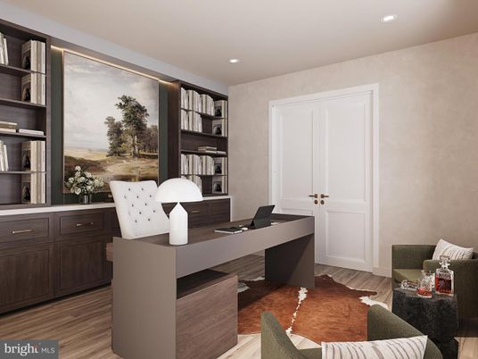 Home Office, Interior, Recessed Lighting, Wood Texture Flooring