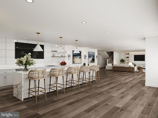 Interior, Kitchen, Living room, Pendant Lights, Recessed Lighting, Wood Texture Flooring