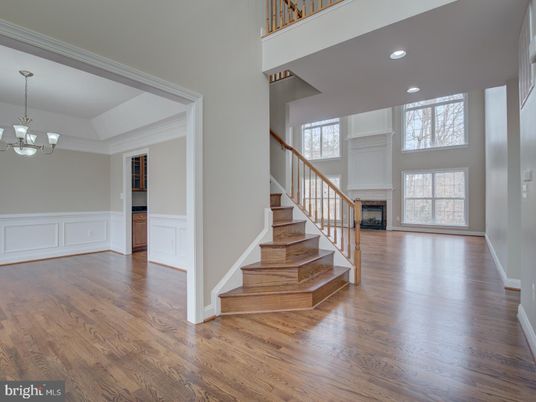 Chandelier, Fireplace, Interior, Recessed Lighting, Wood Texture Flooring