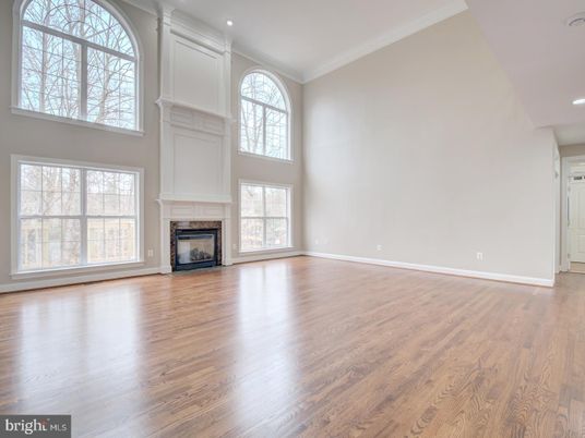 Empty room, Fireplace, Interior, Recessed Lighting, Wood Texture Flooring