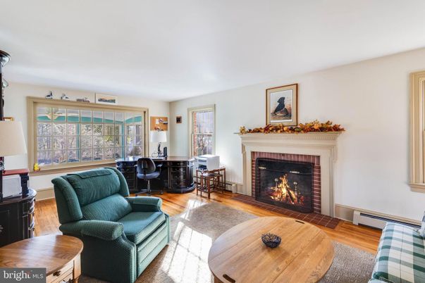 Fireplace, Home Office, Interior, Living room, Wood Texture Flooring