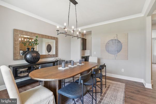 Chandelier, Dining room, Interior, Pendant Lights, Wood Texture Flooring