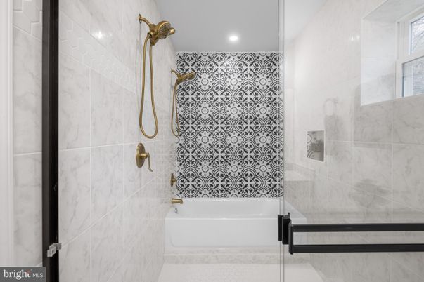 Bathroom, Glass Shower, Interior, Marble Walls, Recessed Lighting